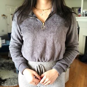 Cropped Quarter Zip Sweater